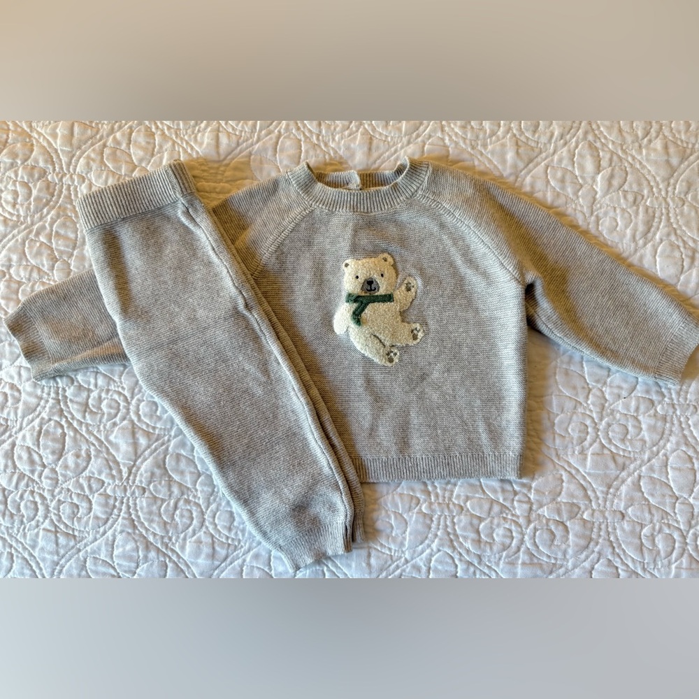 Little Me Bear Cotton Crewneck Sweater Pants Set 100% Cotton 9M Winter Christmas